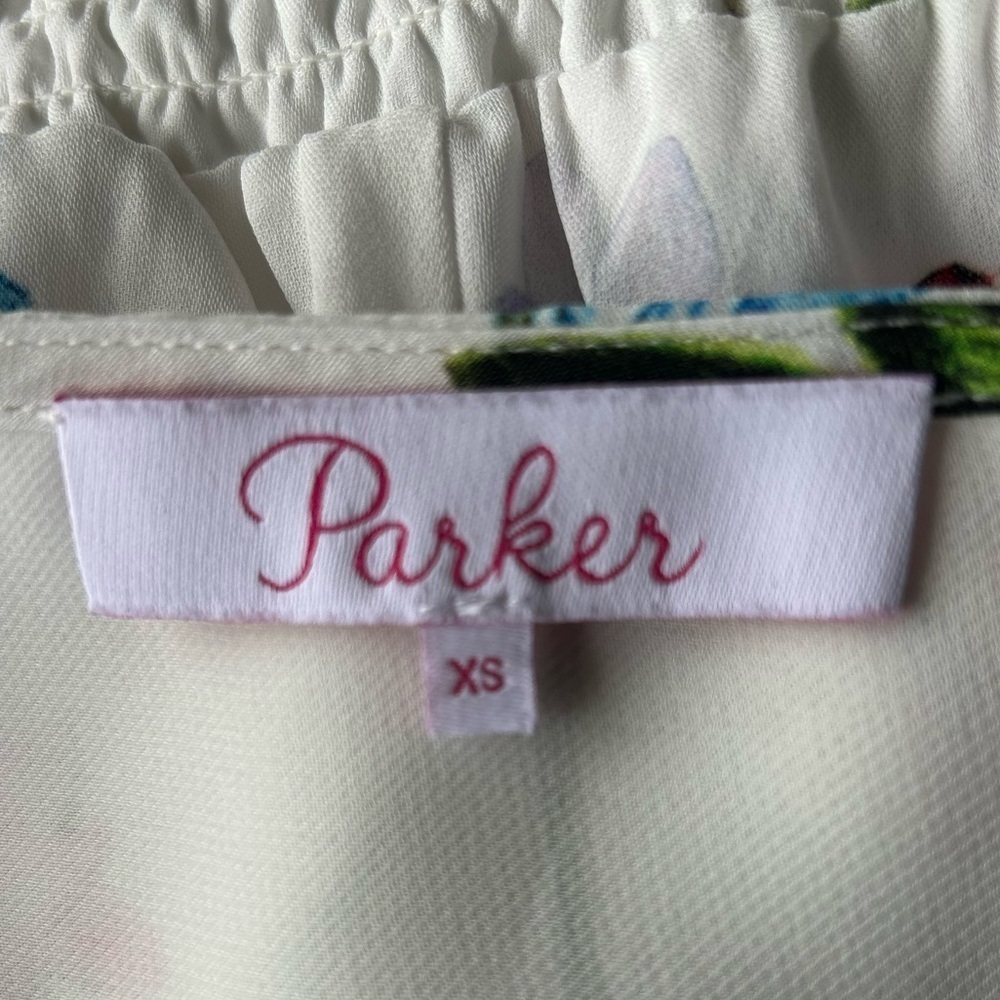 Parker Quincy silk Floral Long Sleeve Wrap Blouse Smocked Size XS - Picture 5 of 8